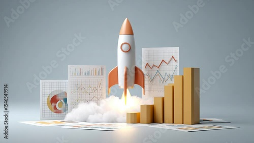 Rocket launching symbolizing startup success