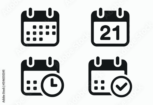 Calendar icons set schedule date time and appointment