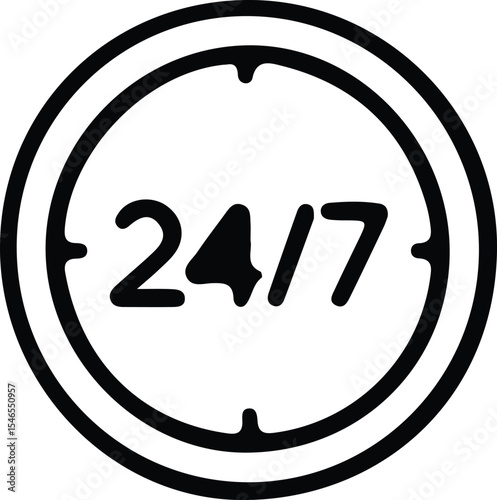 Minimalist 24/7 Availability Icon