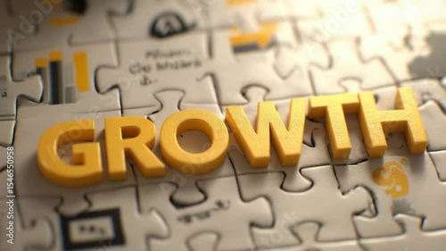 Golden puzzle pieces forming the word 