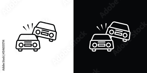 Overturned car icon in black. flat graphic vector icon