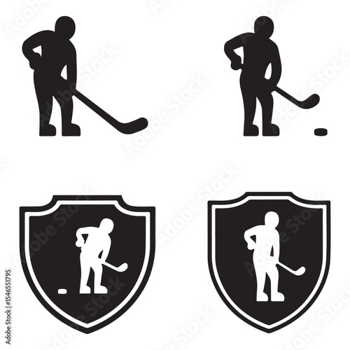 Male & Female Hockey Player Silhouette Icons
