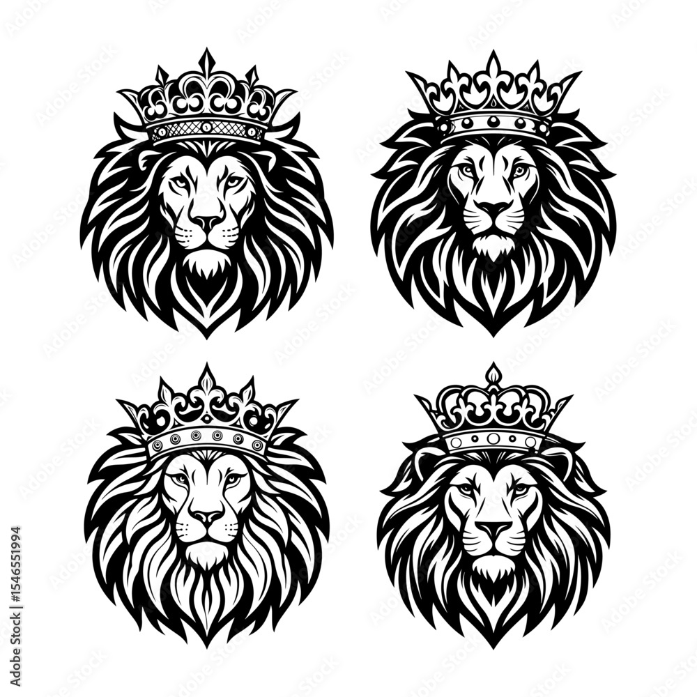 Obraz premium Lion logo and icon silhouette vector set