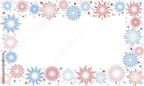 4th of july fireworks design, USA banner, firework border background, fireworks frame with stars and sparkles, firework banner