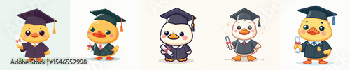 cute duck animal vector graduation