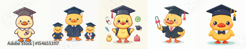 cute duck animal vector graduation