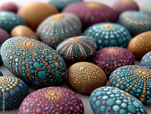 close up of various painted rocks