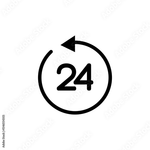 24 HOURS ICON VECTOR BLACK