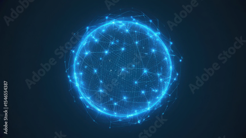 A ball of digital blue lines in the middle of a dark background.