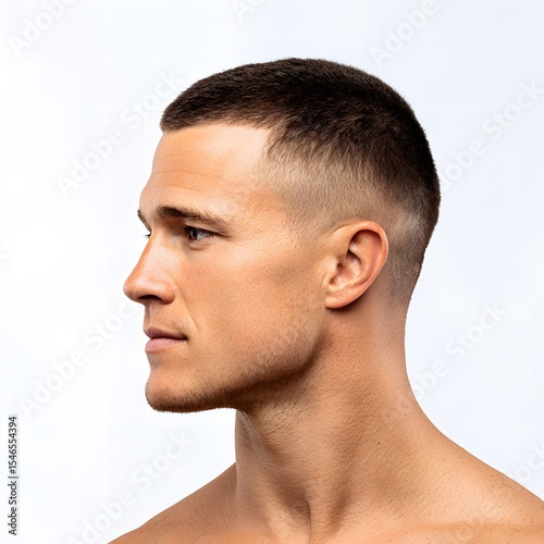 Crew cut side view men's haircut men's haircut isolated
