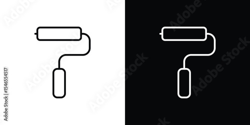 Paint roller icon in black. flat graphic vector icon