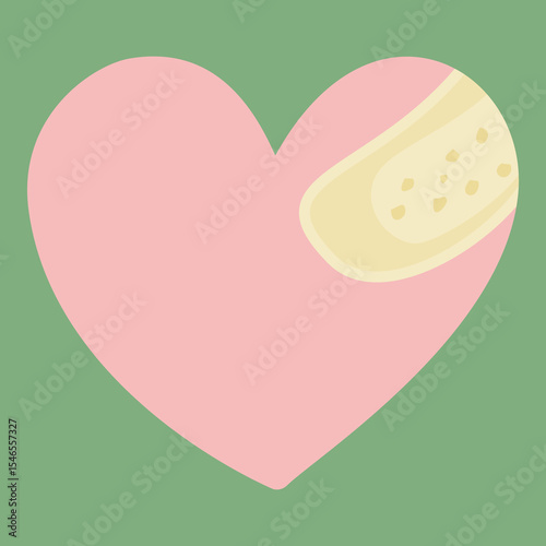 heart with bandage on green, symbol of emotional healing