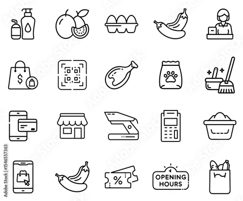 Grocery Outline Line Icon Set Vol. 1