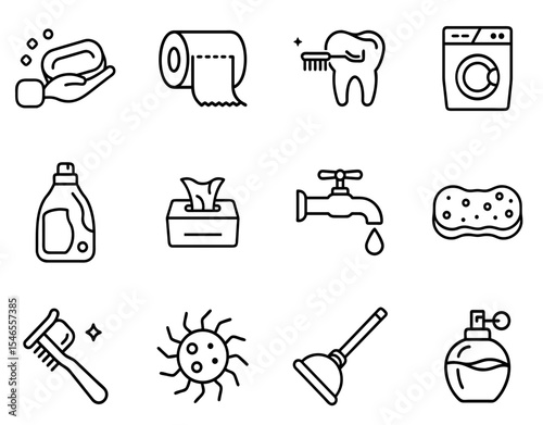 Hygiene Essentials Line Icons Set 2