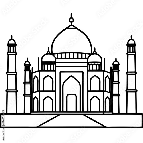 Taj Mahal line art vector