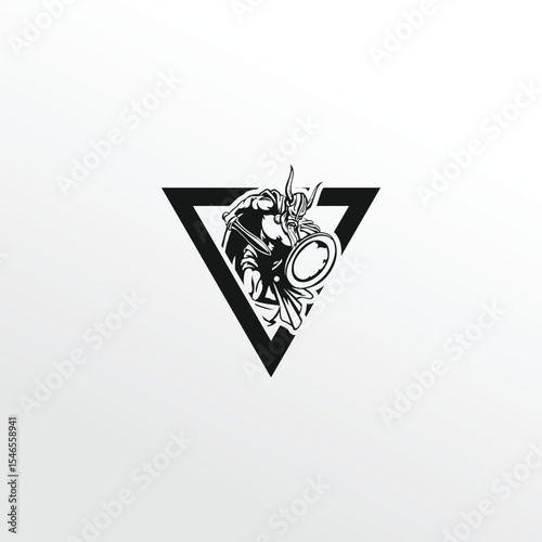 Fierce warrior within a black triangle
