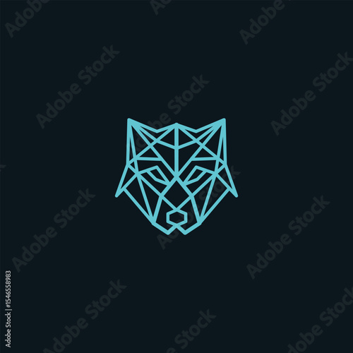 Geometric wolf head against dark background