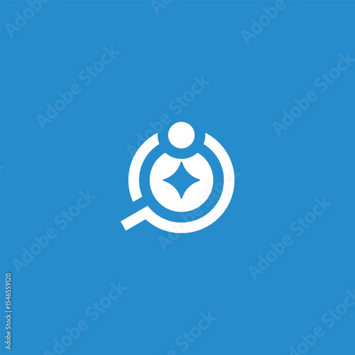 Radiant star within a search loop logo