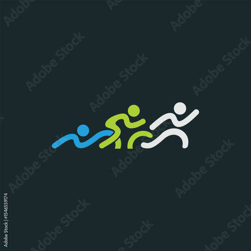 Runners in motion blue to white