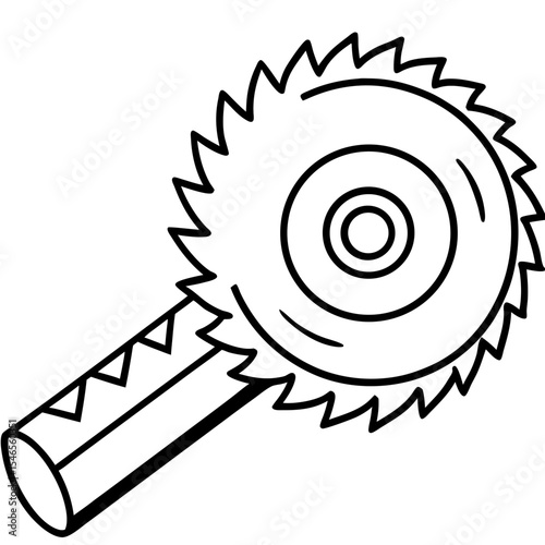 Hole Saw Tool Minimalist Line Illustration