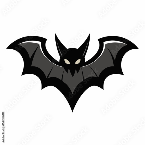 Cartoon bat with spread wings isolated on white background