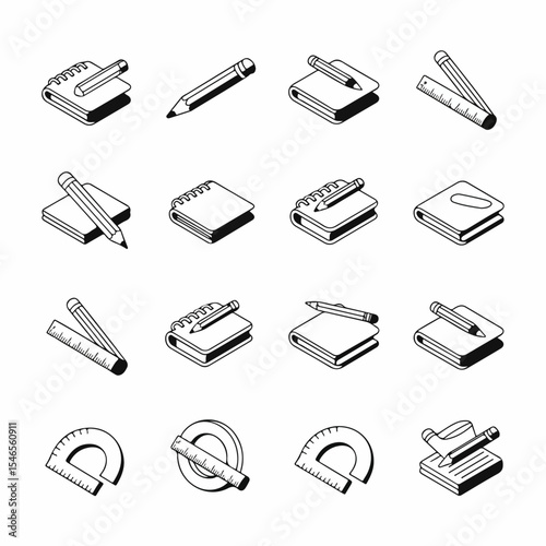 Colorful vector illustration of a diverse collection of objects featuring bold shapes and vibrant hues