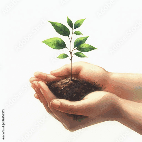 Held Grove tree in hand isolated watercolor vector illustration svg