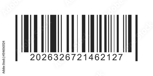 Barcode, bar code icon with numbers, simple fake barcode vector icon, universal tag for scanning product