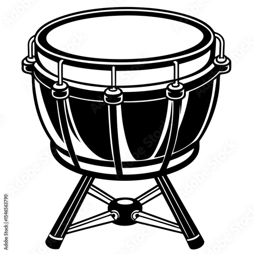 Isolated timpani drum musical instrument on white background