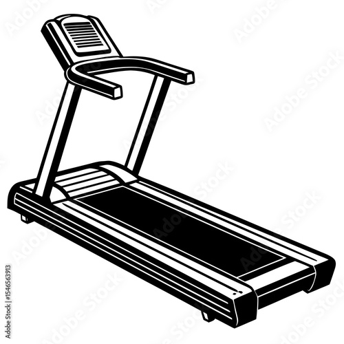 Treadmill exercise machine isolated on white background