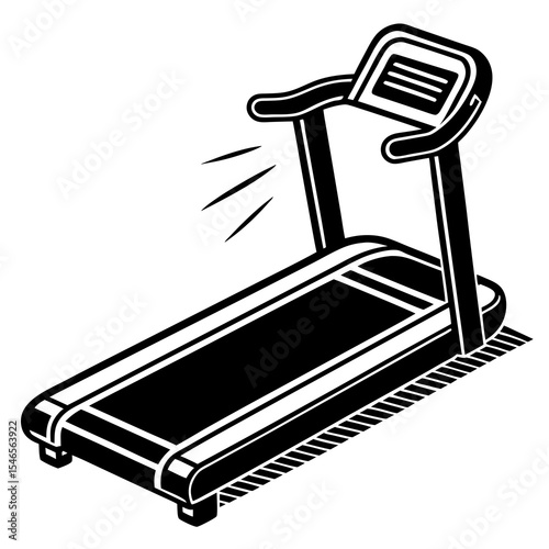 Treadmill exercise machine isolated on white background