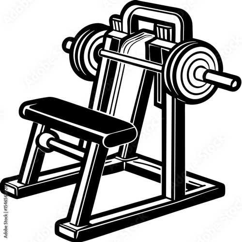 Weightlifting bench press machine isolated on white background