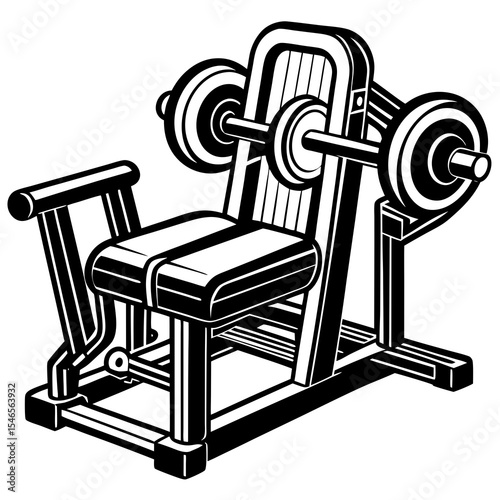 Weightlifting bench press machine isolated on white background