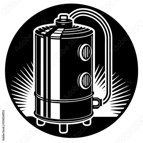 Vintage boiler tank machine isolated on white background
