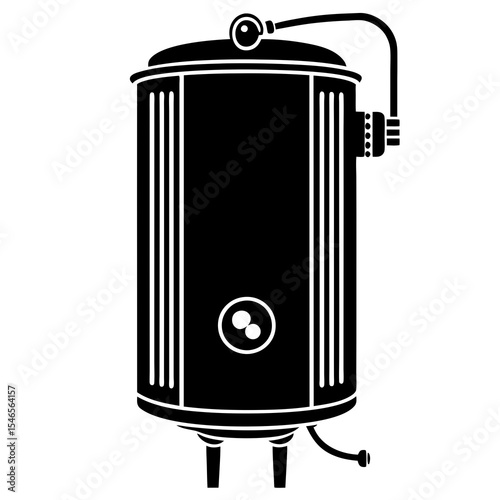 Black and white water heater boiler isolated on white background