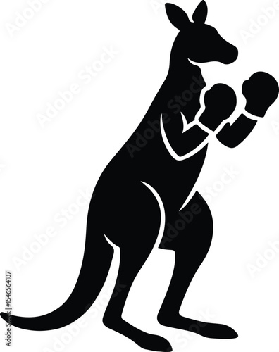 Silhouette boxing kangaroo stands ready for a fight vector illustration
