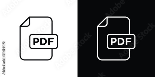 PDF file icon in black. flat graphic vector icon