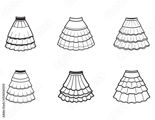 tiered skirt sketch icon line art  vector illustration