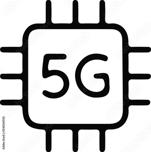 Minimalist 5G Microchip Icon