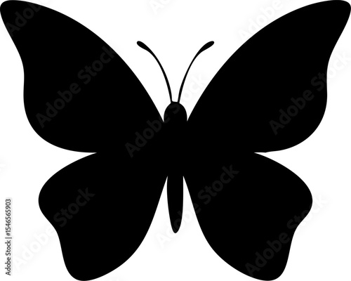 Simple Black and White Butterfly Silhouette Vector Design for Graphic Use