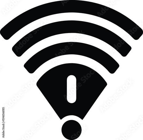 Online class icon vector Silhouette illustration Bandwidth Warning Icon with WiFi and Exclamation