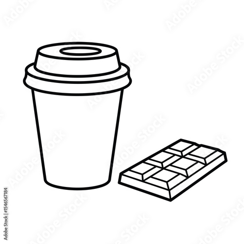 Paper Coffee Cup and Chocolate Bar Outline