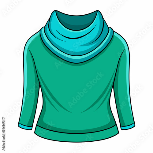 Cowl Neck Top Silhouette on White