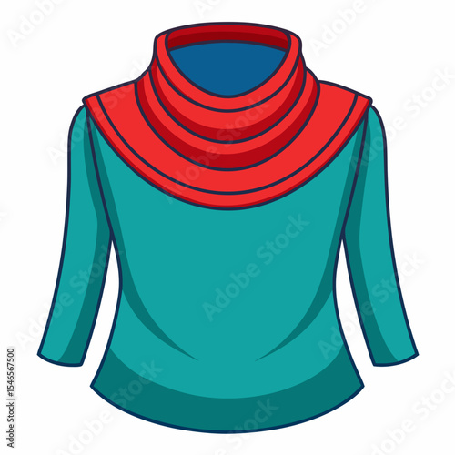 Cowl Neck Top Silhouette on White