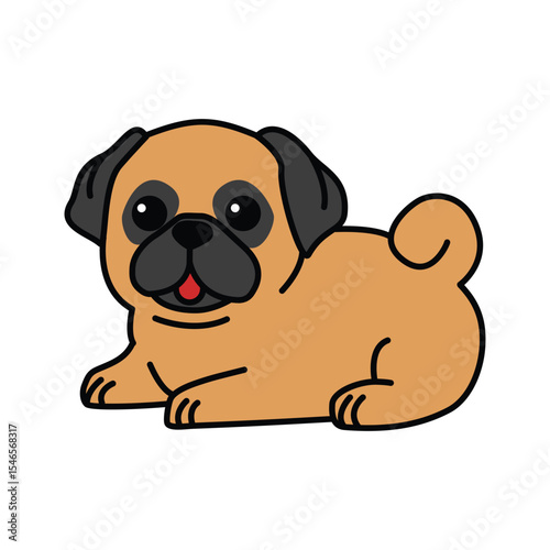 Pug dog flat character vector design