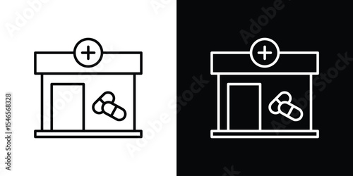 Pharmacy icon in black. flat graphic vector icon