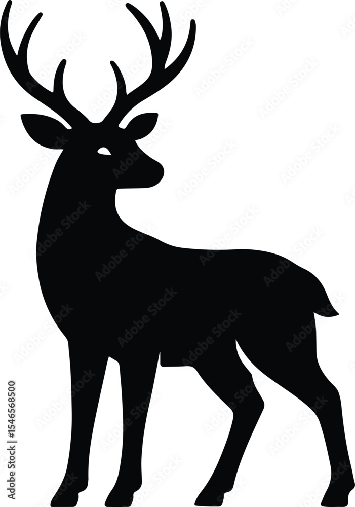Fototapeta premium Silhouette deer stag standing elegant pose vector illustration