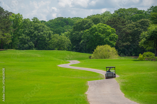 Rolling from tee to tee, the cart keeps the game moving and spirits high, The Château Élan Golf Club, Braselton, Atlanta, Georgia, United States of America