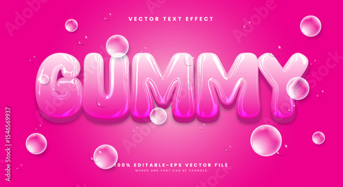 Gummy Chrome Style 3d editable text effect template Suitable for bubble theme
