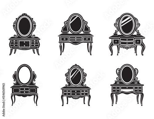 vanity table icon silhouette vector illustration